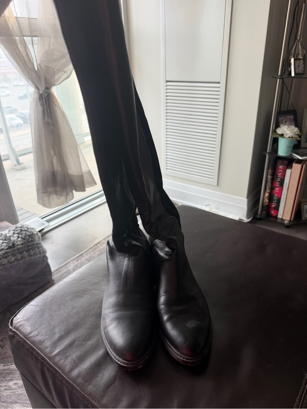 Stuart Weitzman black leather over the knee city boots - full length zipper
